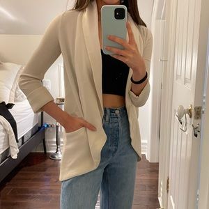 Aritzia Cream Japanese Silk Blazer